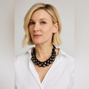 Prissy & Posh statement necklace gunmetal finish and  satin ribbon ties 🖤🩶